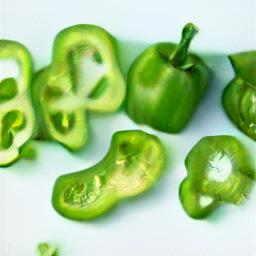 generated: a green pepper sliced into many pieces #2